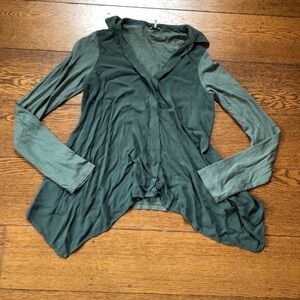 Splendid Mixed Media Olive Green Collared Blouse
